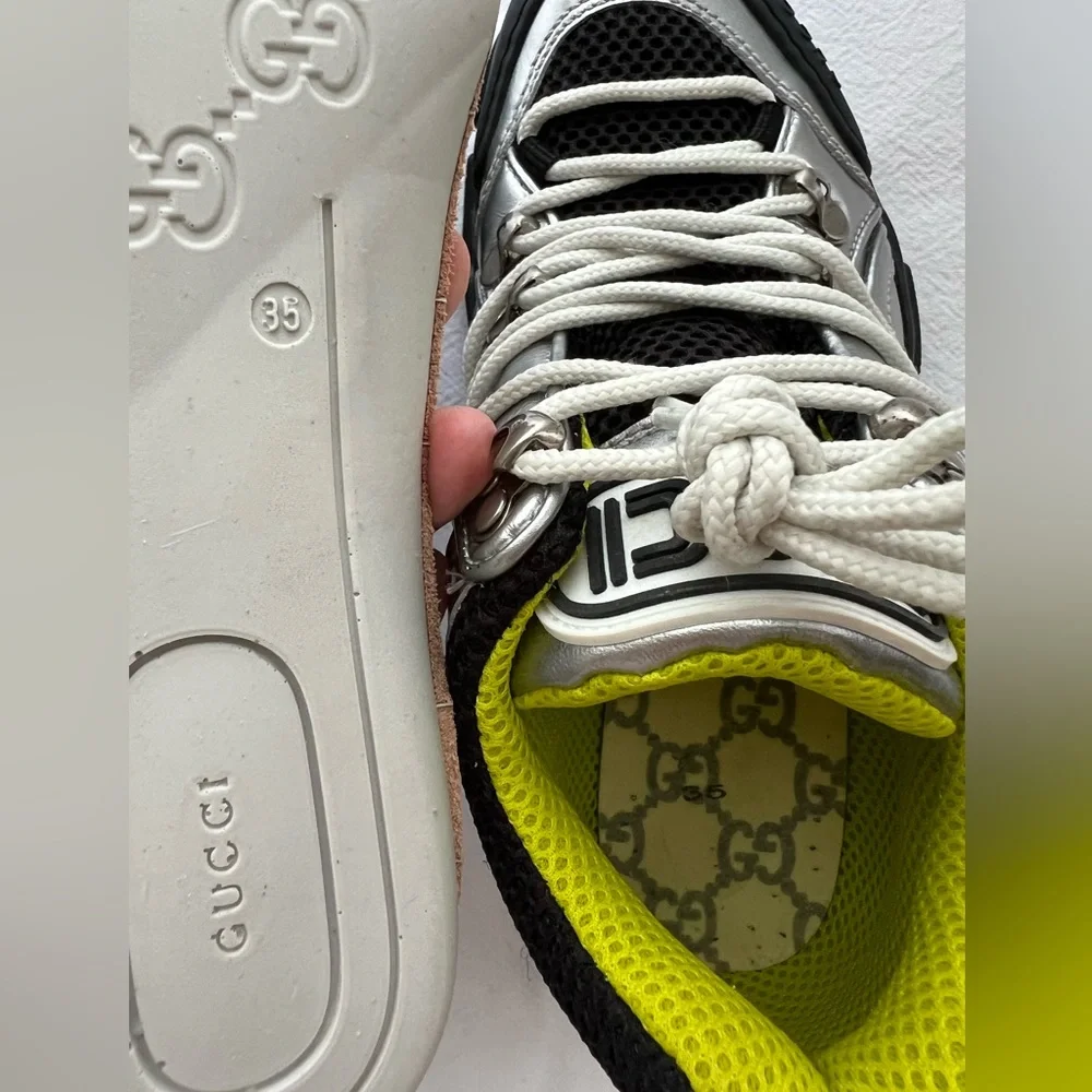 New Gucci Flashtrek Chunky Silver Sneakers with Size 5 - Picture 9 of 9